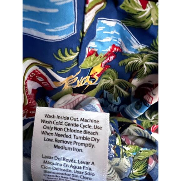 Hawaiian Retro Route 66 All Over Print Blue Vintage Button Up Shirt 3XL Pocket - Picture 9 of 9